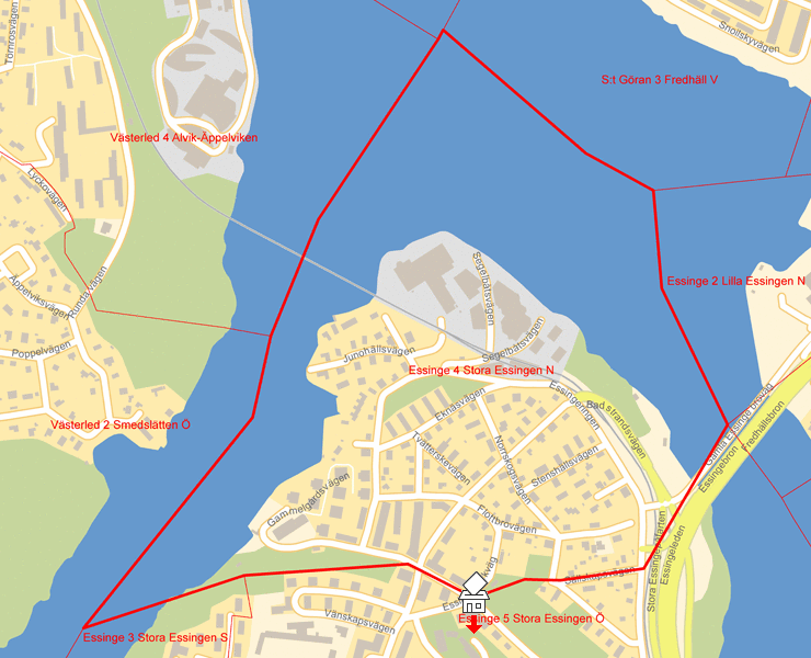 Karta över Essinge 4 Stora Essingen N
