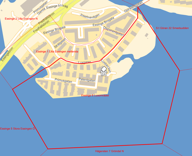 Karta över Essinge 6 Luxområdet