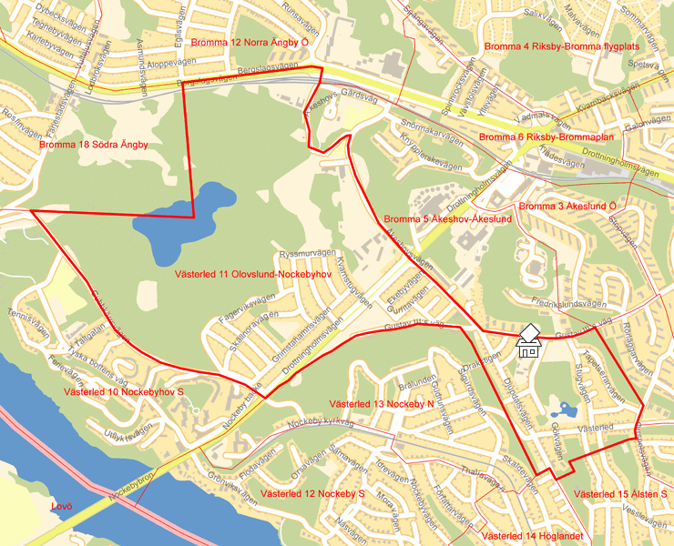 Karta över Västerled 11 Olovslund-Nockebyhov