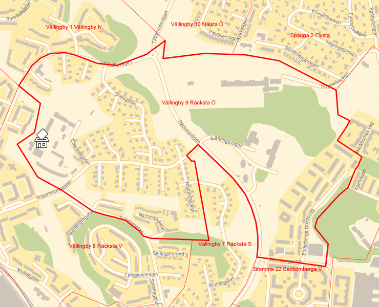 Karta över Vällingby 9 Råcksta Ö