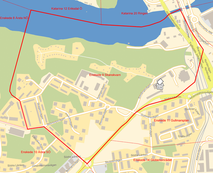 Karta över Enskede 9 Skanskvarn