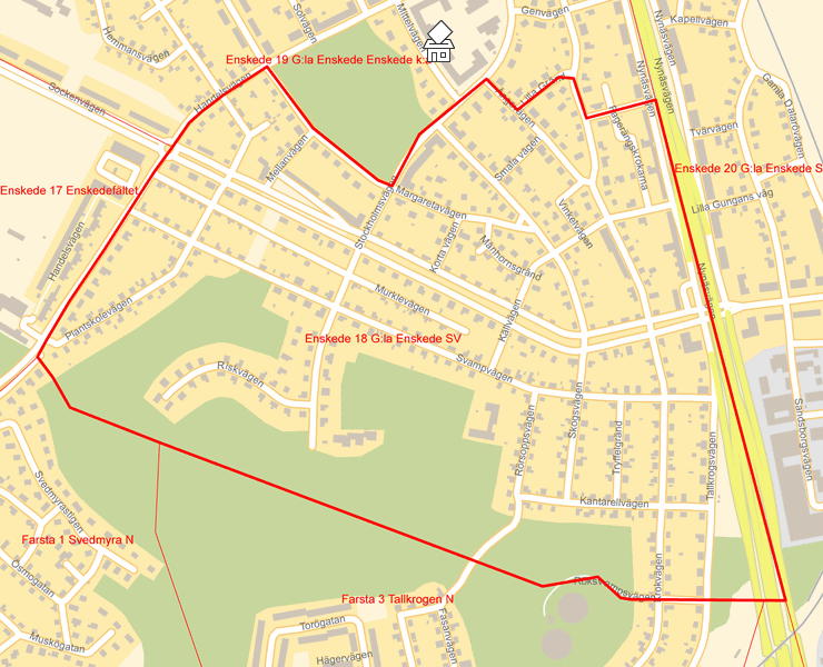 Karta över Enskede 18 G:la Enskede SV