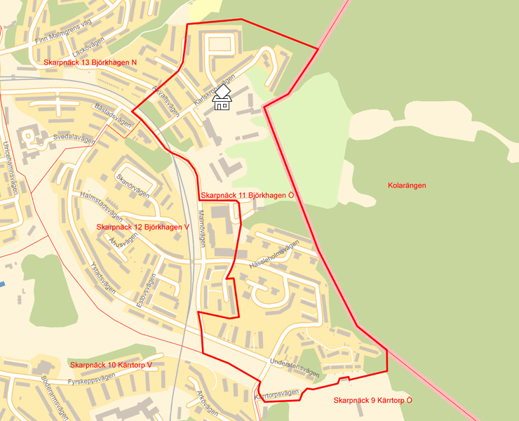 Karta över Skarpnäck 11 Björkhagen Ö