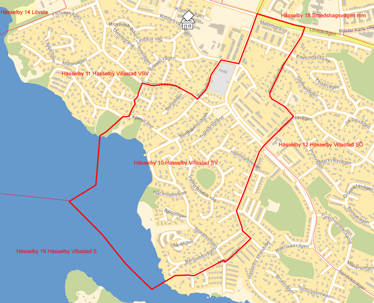 Karta över Hässelby 10 Hässelby Villastad SV