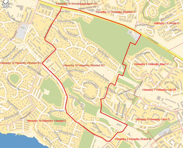Karta över Hässelby 12 Hässelby Villastad SÖ