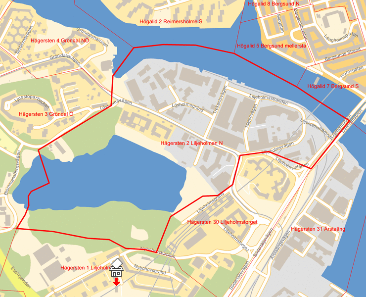 Karta över Hägersten 2 Liljeholmen N