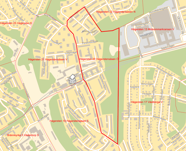 Karta över Hägersten 20 Hägerstensåsen Ö