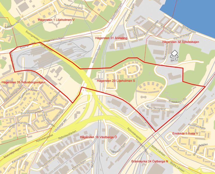 Karta över Hägersten 29 Liljeholmen S