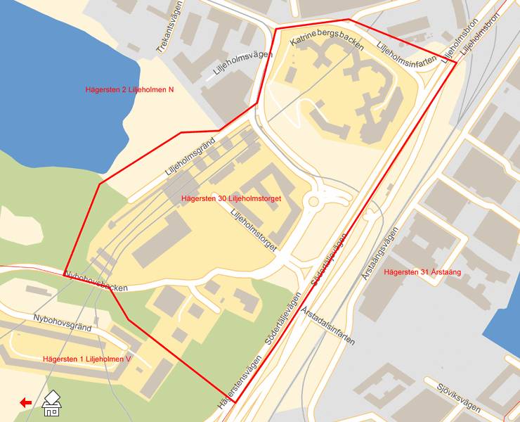Karta över Hägersten 30 Liljeholmstorget