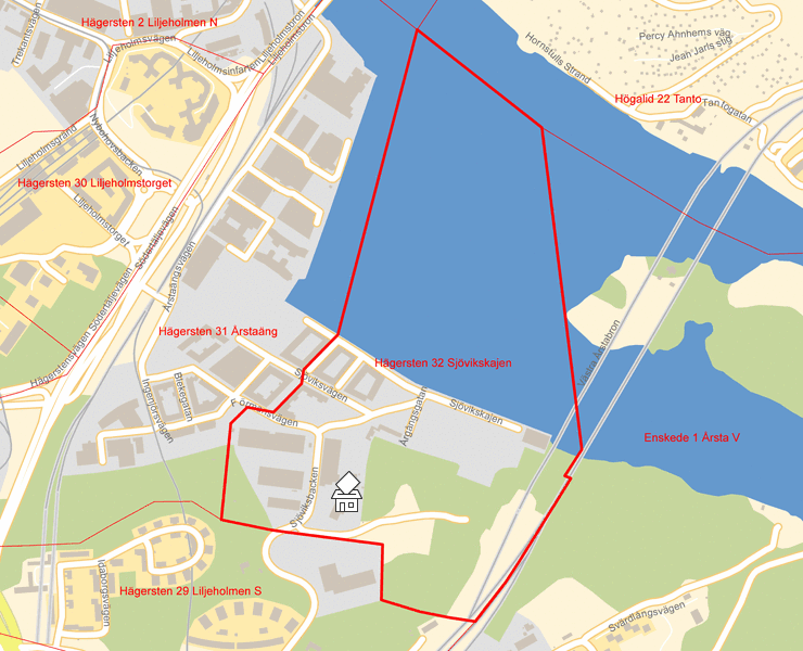 Karta över Hägersten 32 Sjövikskajen