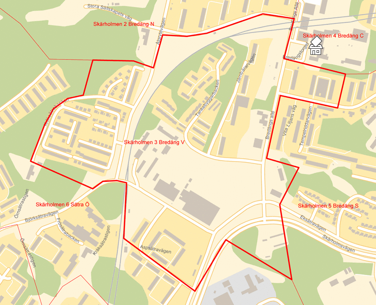 Karta över Skärholmen 3 Bredäng V