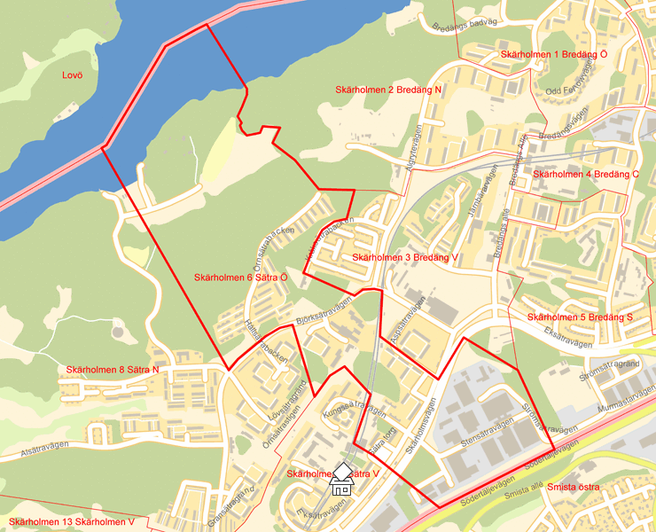 Karta över Skärholmen 6 Sätra Ö