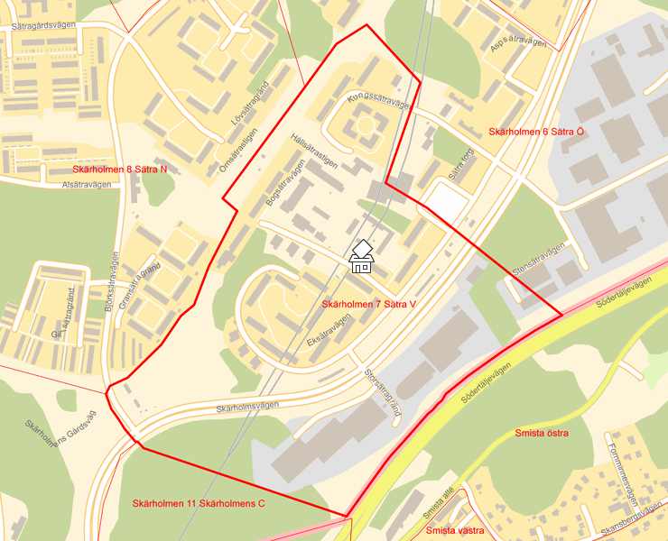 Karta över Skärholmen 7 Sätra V