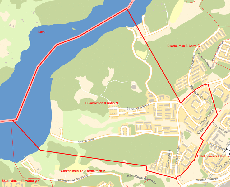 Karta över Skärholmen 8 Sätra N