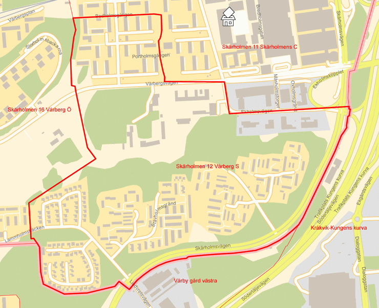 Karta över Skärholmen 12 Vårberg S