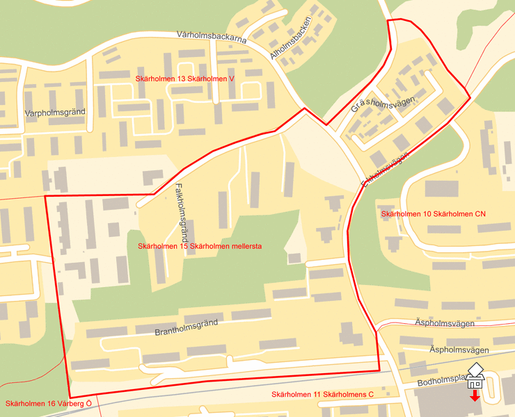 Karta över Skärholmen 15 Skärholmen mellersta
