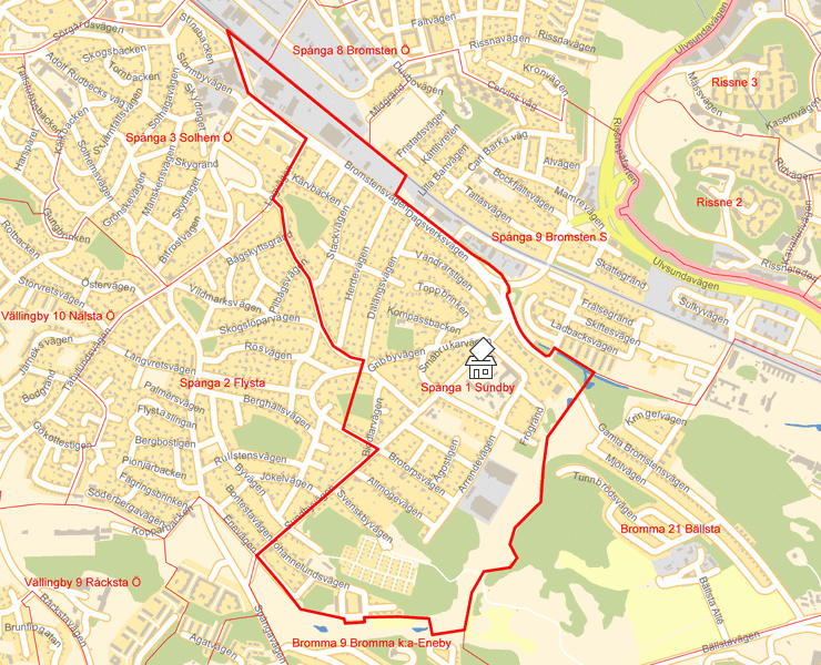 Karta över Spånga 1 Sundby