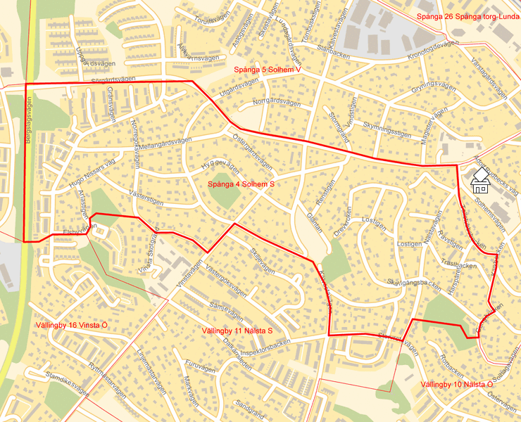 Karta över Spånga 4 Solhem S