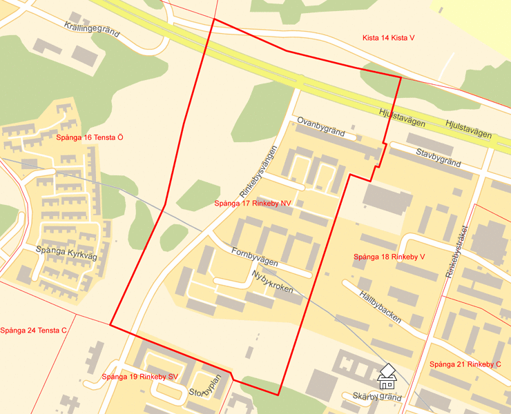 Karta över Spånga 17 Rinkeby NV