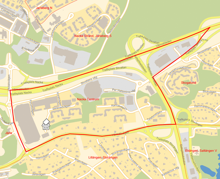Karta över Nacka Centrum