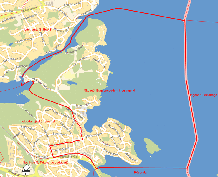 Karta över Skogsö, Baggensudden, Neglinge N