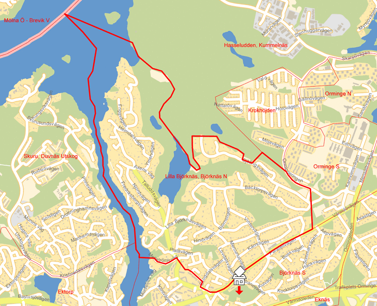 Karta över Lilla Björknäs, Björknäs N