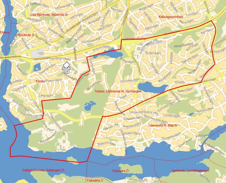Karta över Tollare, Lännersta N, Hjortängen