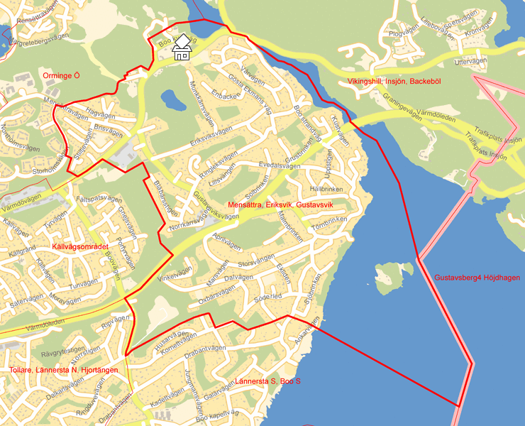 Karta över Mensättra, Eriksvik, Gustavsvik