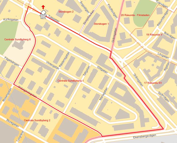 Karta över Centrala Sundbyberg 1