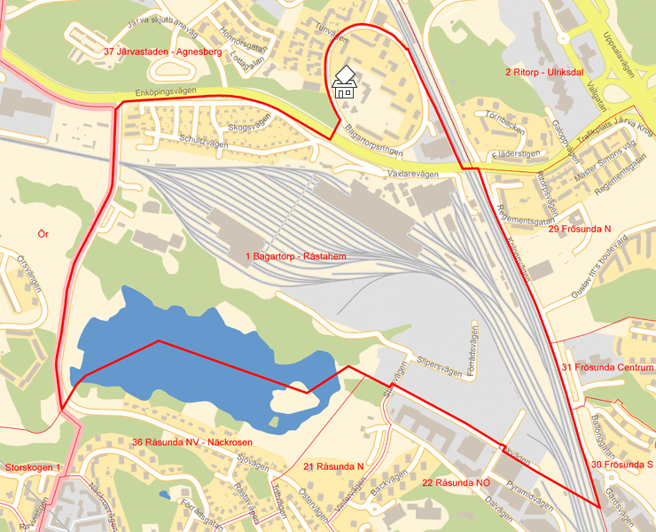 Karta över 1 Bagartorp - Råstahem