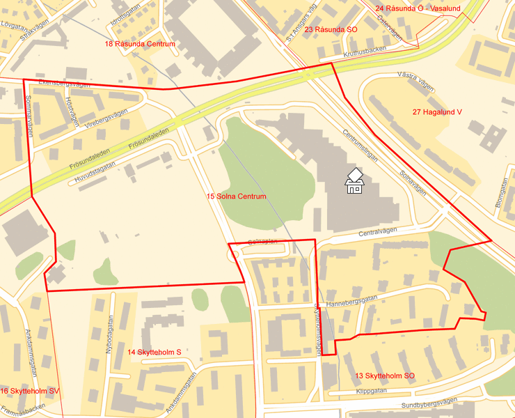 Karta över 15 Solna Centrum