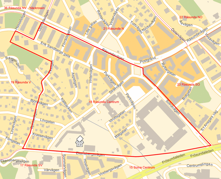 Karta över 18 Råsunda Centrum