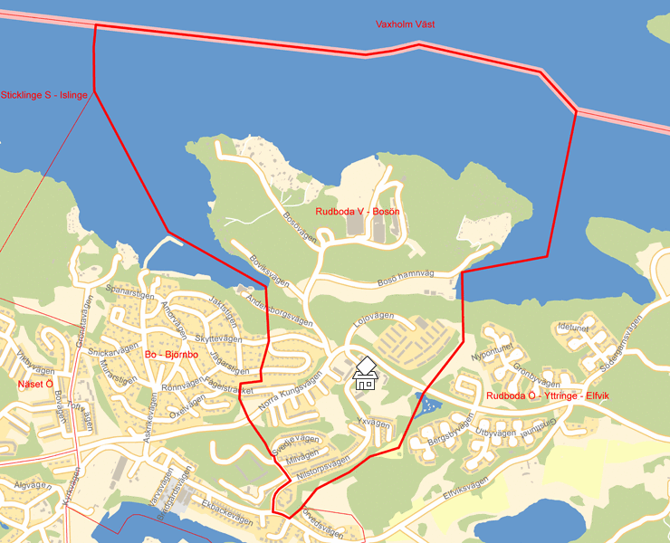 Karta över Rudboda V - Bosön