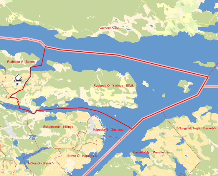 Karta över Rudboda Ö - Yttringe - Elfvik