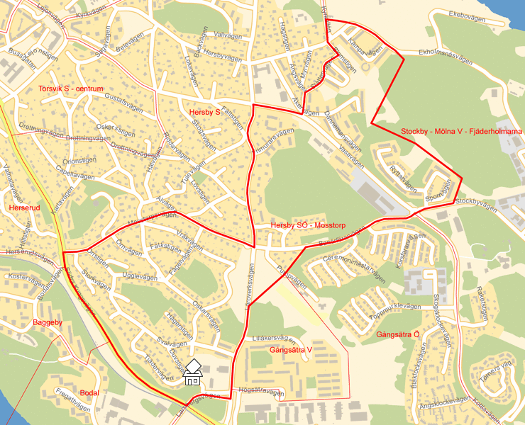 Karta över Hersby SÖ - Mosstorp