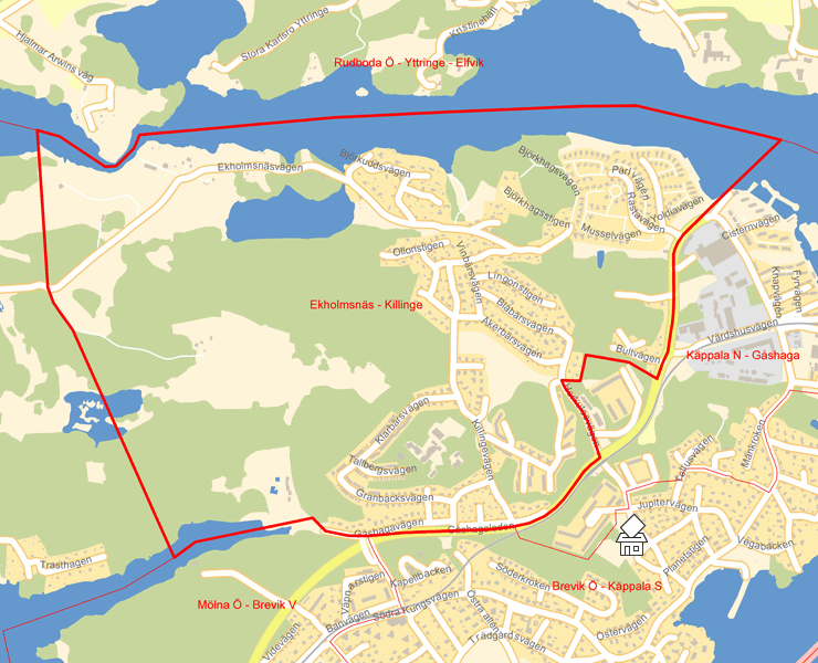 Karta över Ekholmsnäs - Killinge