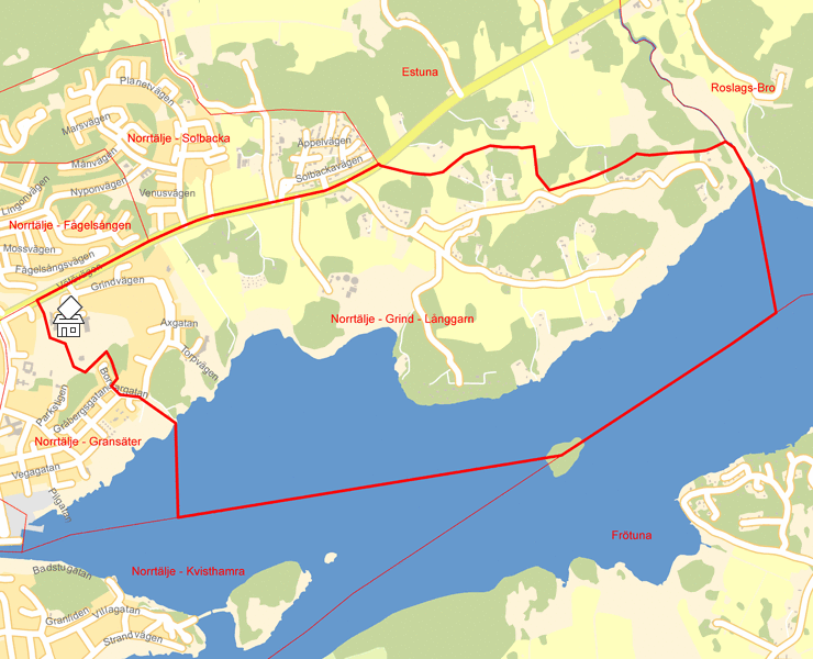 Karta över Norrtälje - Grind - Långgarn