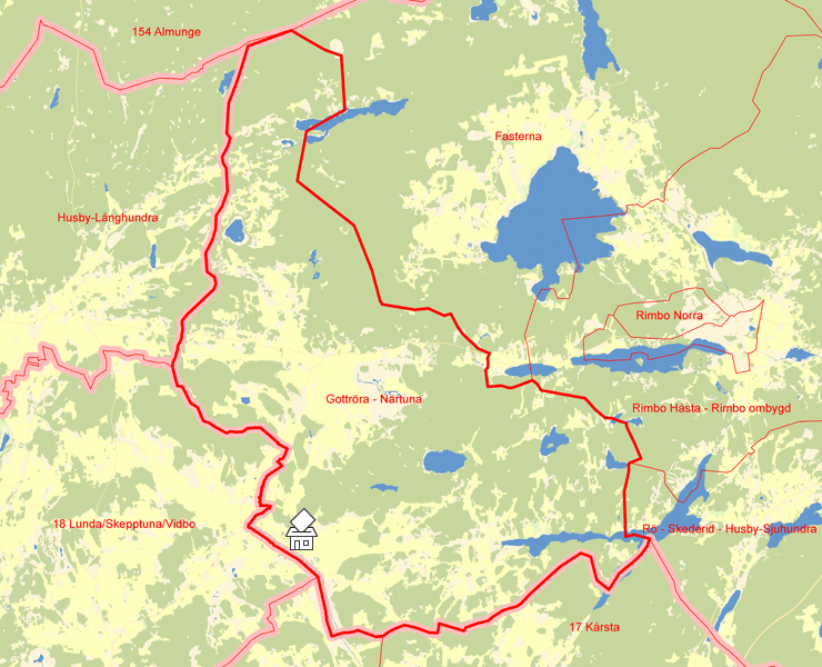 Karta över Gottröra - Närtuna
