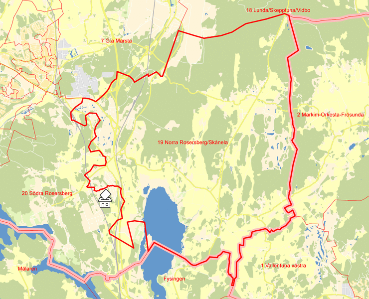 Karta över 19 Norra Rosersberg/Skånela