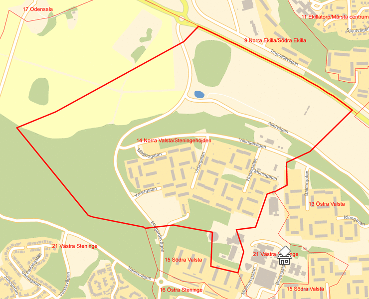 Karta över 14 Norra Valsta/Steningehöjden