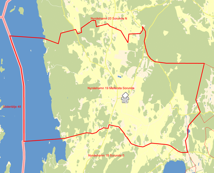 Karta över Nynäshamn 19 Mellersta Sorunda