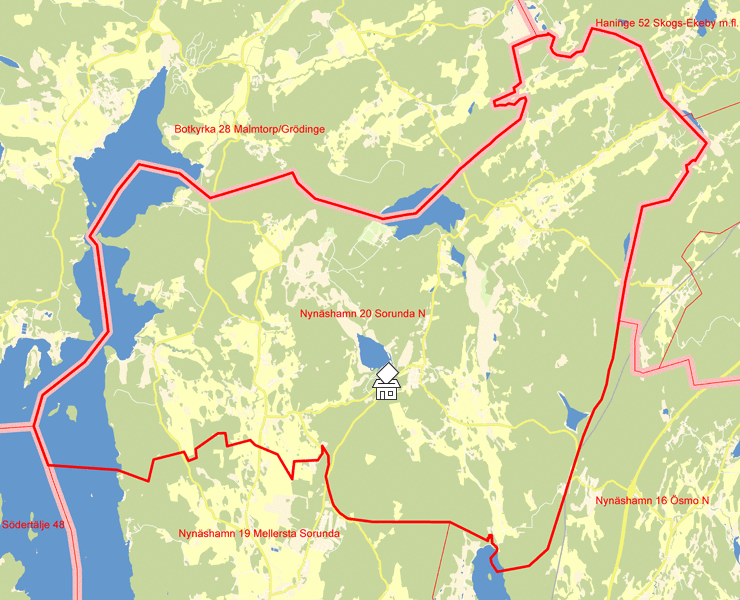 Karta över Nynäshamn 20 Sorunda N