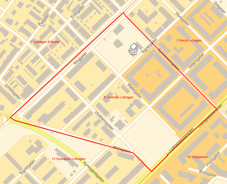 Karta över 6 Centrala Luthagen