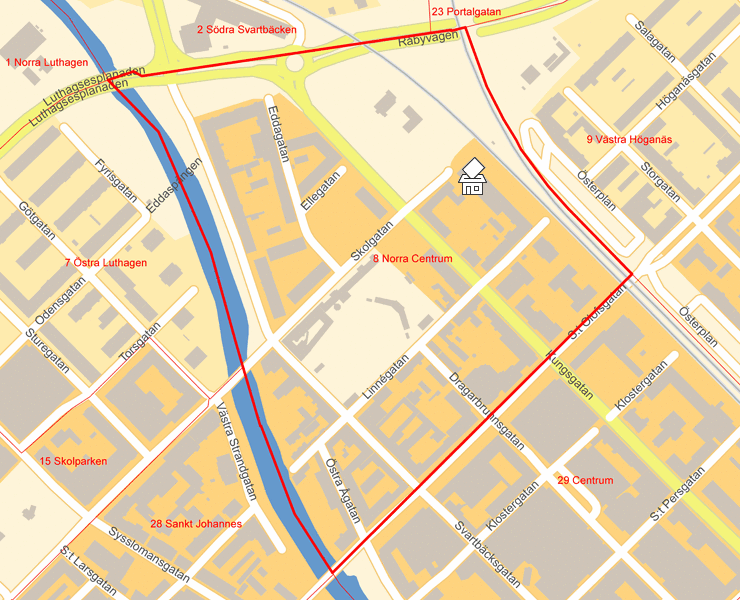 Karta över 8 Norra Centrum