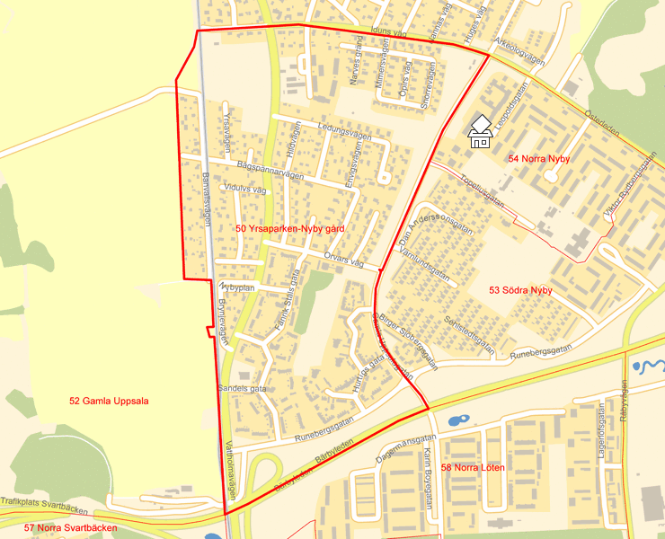 Karta över 50 Yrsaparken-Nyby gård
