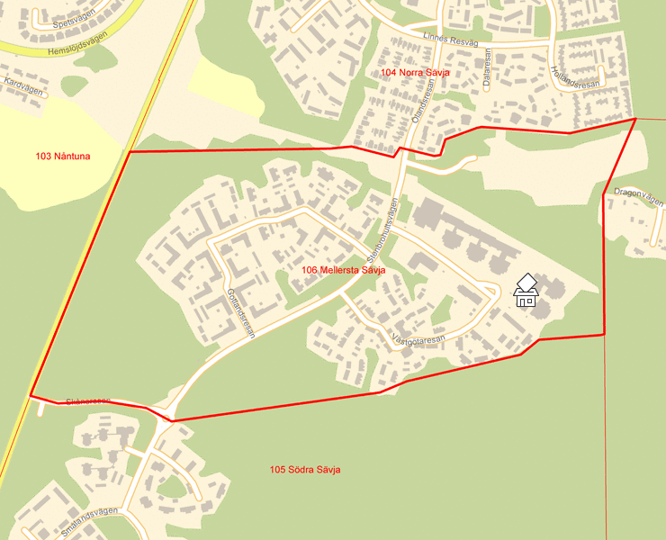 Karta över 106 Mellersta Sävja