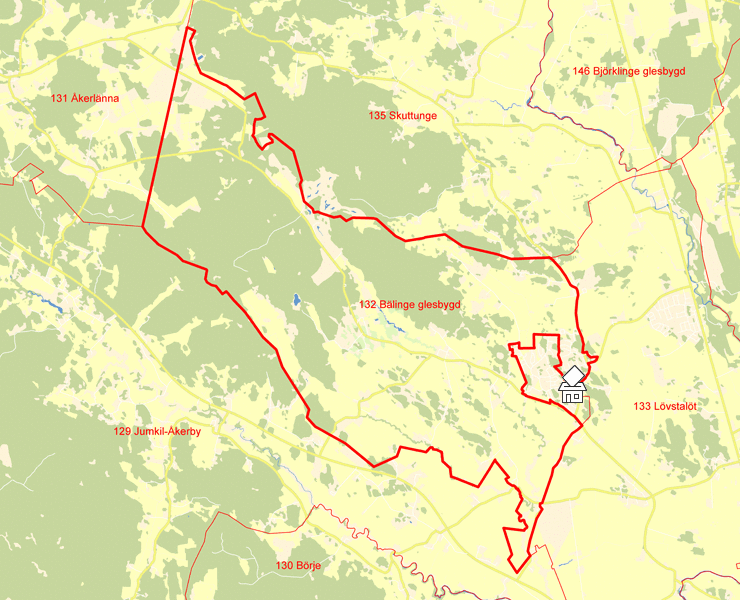 Karta över 132 Bälinge glesbygd