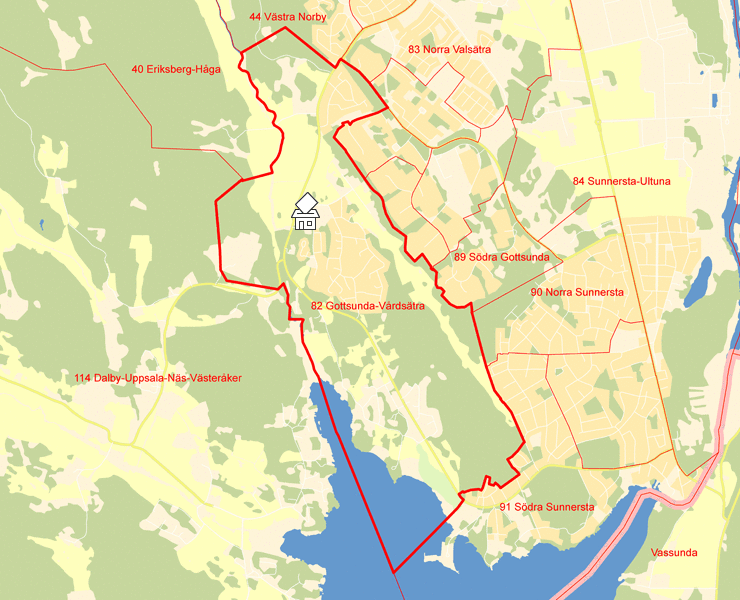 Karta över 82 Gottsunda-Vårdsätra