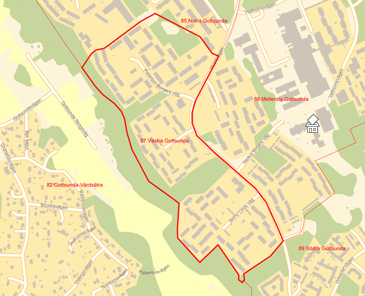 Karta över 87 Västra Gottsunda