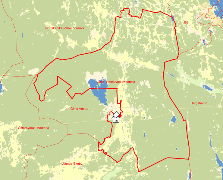 Karta över Gimo, Hökhuvud-Vattensta